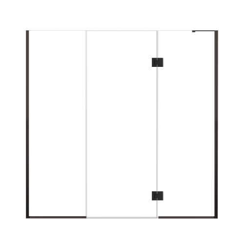 Ethan 77-in W x 76-in H Hinged Shower Door in Matte Black with Clear Glass, SMEHTF-77297610C-MB