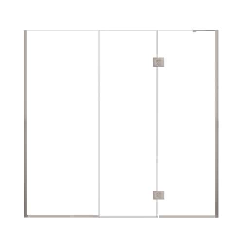 Ethan 79.5-in W x 76-in H Hinged Shower Door in Brushed Stainless with Clear Glass, SMEHTF-795257610C-BS