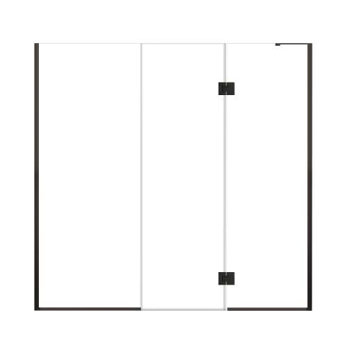 Ethan 79.5-in W x 76-in H Hinged Shower Door in Matte Black with Clear Glass, SMEHTF-795257610C-MB