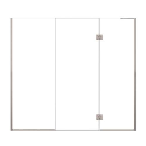 Ethan 82-in W x 76-in H Hinged Shower Door in Brushed Stainless with Clear Glass, SMEHTF-82287610C-BS