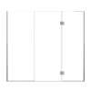 Ethan 83-in W x 76-in H Hinged Shower Door in Brushed Stainless with Clear Glass, SMEHTF-83297610C-BS