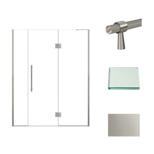 Samuel Müeller SMEHTF61257610C-BK-BS Ethan 61-in W x 76-in H Hinged Shower Door in Brushed Stainless with Clear Glass