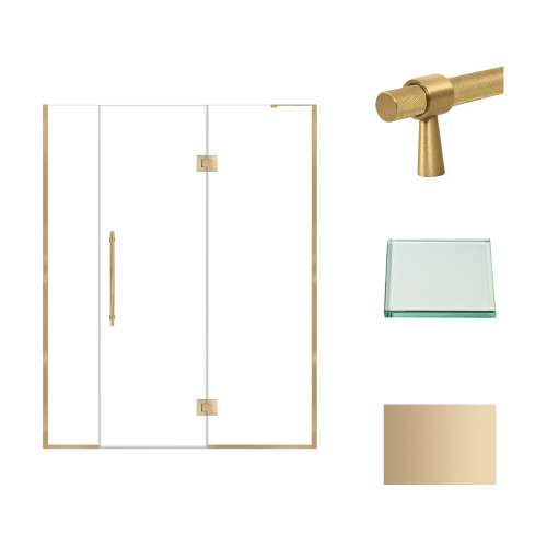 Samuel Müeller SMEHTF61257610C-BK-CB Ethan 61-in W x 76-in H Hinged Shower Door in Champagne Bronze with Clear Glass