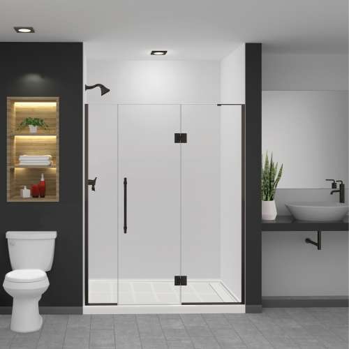 Samuel Müeller SMEHTF61257610C-BK-MB Ethan 61-in W x 76-in H Hinged Shower Door in Matte Black with Clear Glass