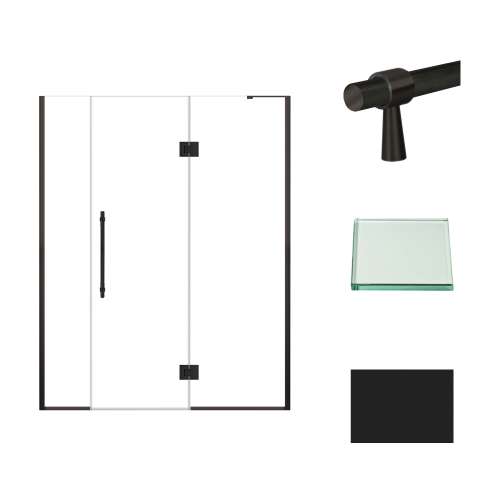 Samuel Müeller SMEHTF61257610C-BK-MB Ethan 61-in W x 76-in H Hinged Shower Door in Matte Black with Clear Glass