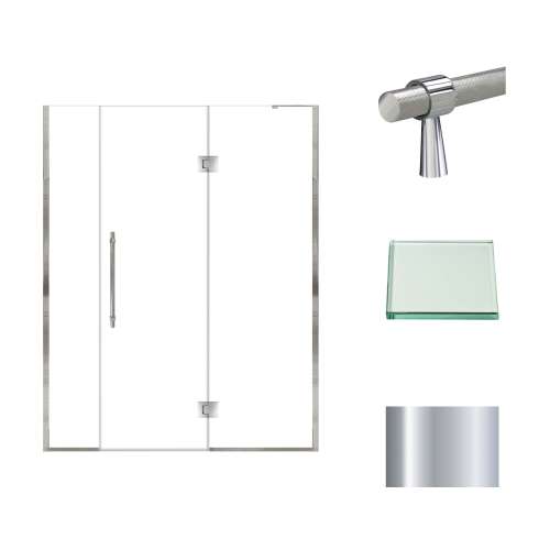 Samuel Müeller SMEHTF61257610C-BK-PC Ethan 61-in W x 76-in H Hinged Shower Door in Polished Chrome with Clear Glass