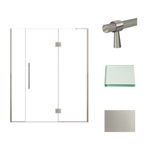 Samuel Müeller SMEHTF63277610C-BK-BS Ethan 63-in W x 76-in H Hinged Shower Door in Brushed Stainless with Clear Glass