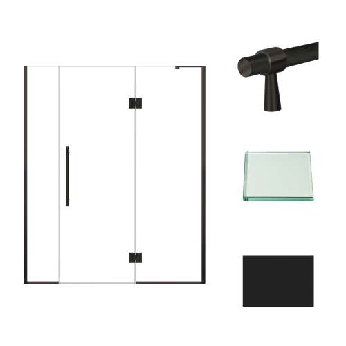 Samuel Müeller SMEHTF63277610C-BK-MB Ethan 63-in W x 76-in H Hinged Shower Door in Matte Black with Clear Glass