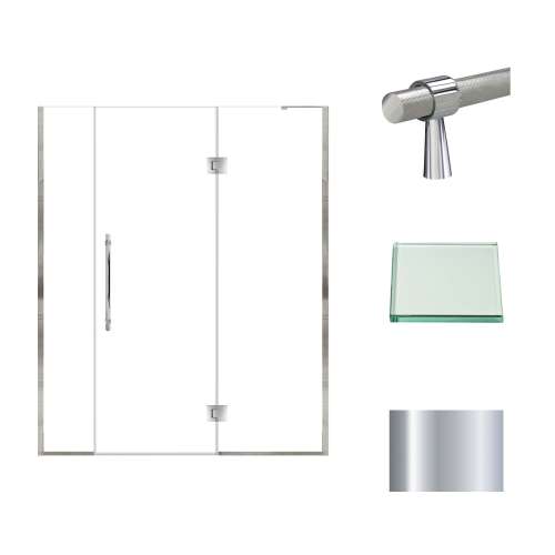 Samuel Müeller SMEHTF63277610C-BK-PC Ethan 63-in W x 76-in H Hinged Shower Door in Polished Chrome with Clear Glass