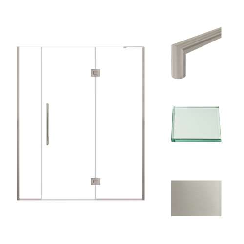 Samuel Müeller SMEHTF63277610C-T-BS Ethan 63-in W x 76-in H Hinged Shower Door in Brushed Stainless with Clear Glass