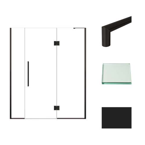 Samuel Müeller SMEHTF63277610C-T-MB Ethan 63-in W x 76-in H Hinged Shower Door in Matte Black with Clear Glass