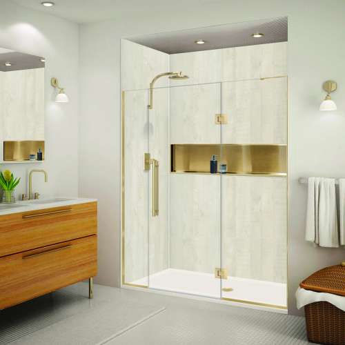 SMEHTF64287610C-BK-CB Ethan 64-in W x 76-in H Hinged Shower Door in Champagne Bronze with Clear Glass