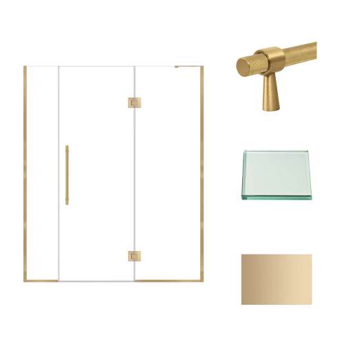 Samuel Müeller SMEHTF655297610C-BK-CB Ethan 65.5-in W x 76-in H Hinged Shower Door in Champagne Bronze with Clear Glass