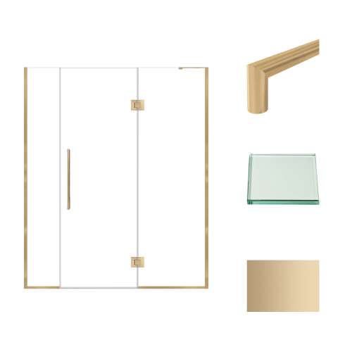 Samuel Müeller SMEHTF655297610C-T-CB Ethan 65.5-in W x 76-in H Hinged Shower Door in Champagne Bronze with Clear Glass