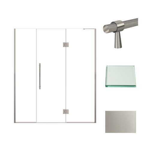 Samuel Müeller SMEHTF66247610C-BK-BS Ethan 66-in W x 76-in H Hinged Shower Door in Brushed Stainless with Clear Glass