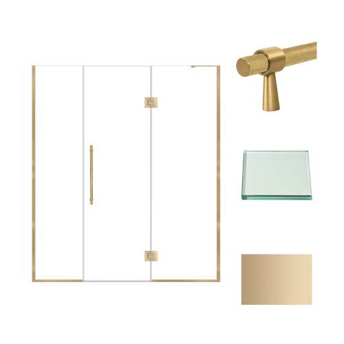 Samuel Müeller SMEHTF66247610C-BK-CB Ethan 66-in W x 76-in H Hinged Shower Door in Champagne Bronze with Clear Glass