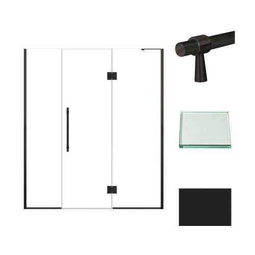 Samuel Müeller SMEHTF66247610C-BK-MB Ethan 66-in W x 76-in H Hinged Shower Door in Matte Black with Clear Glass