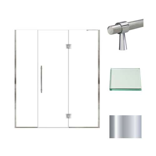 Samuel Müeller SMEHTF67257610C-BK-PC Ethan 67-in W x 76-in H Hinged Shower Door in Polished Chrome with Clear Glass