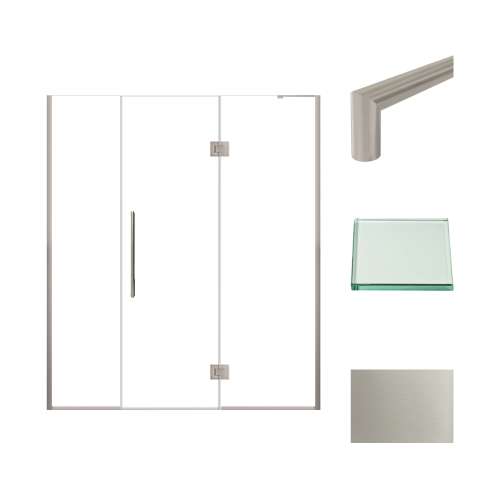 Samuel Müeller SMEHTF67257610C-T-BS Ethan 67-in W x 76-in H Hinged Shower Door in Brushed Stainless with Clear Glass