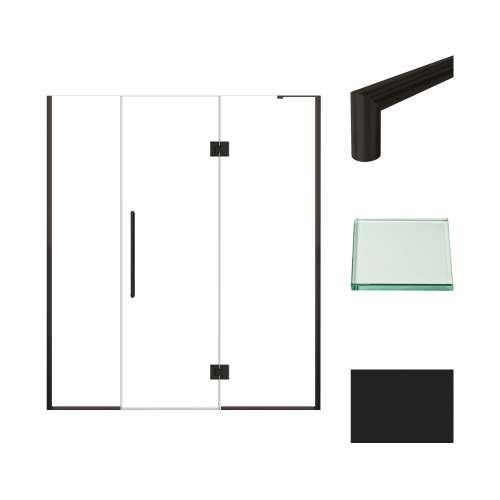 Samuel Müeller SMEHTF68267610C-T-MB Ethan 68-in W x 76-in H Hinged Shower Door in Matte Black with Clear Glass