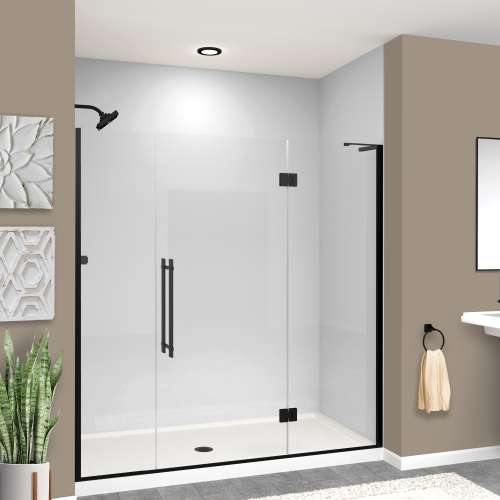 SMEHTF70287610C-BK-MB Ethan 70-in W x 76-in H Hinged Shower Door in Matte Black with Clear Glass