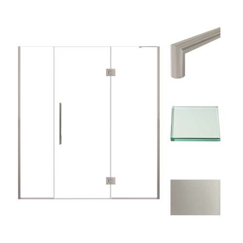 Samuel Müeller SMEHTF70287610C-T-BS Ethan 70-in W x 76-in H Hinged Shower Door in Brushed Stainless with Clear Glass