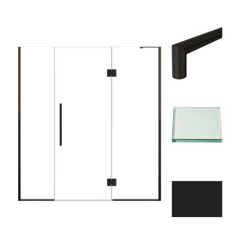 Samuel Müeller SMEHTF71297610C-T-MB Ethan 71-in W x 76-in H Hinged Shower Door in Matte Black with Clear Glass