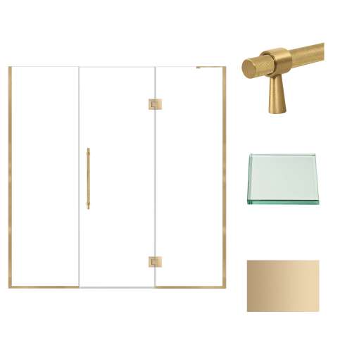 Samuel Müeller SMEHTF72247610C-BK-CB Ethan 72-in W x 76-in H Hinged Shower Door in Champagne Bronze with Clear Glass