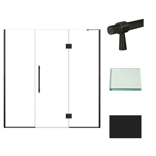 Samuel Müeller SMEHTF72247610C-BK-MB Ethan 72-in W x 76-in H Hinged Shower Door in Matte Black with Clear Glass