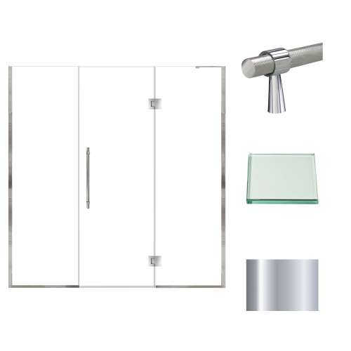 Samuel Müeller SMEHTF72247610C-BK-PC Ethan 72-in W x 76-in H Hinged Shower Door in Polished Chrome with Clear Glass