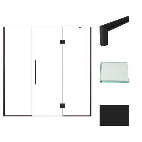 Samuel Müeller SMEHTF72247610C-T-MB Ethan 72-in W x 76-in H Hinged Shower Door in Matte Black with Clear Glass