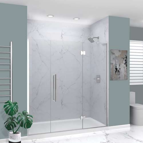 Samuel Müeller SMEHTF72247610C-T-PC Ethan 72-in W x 76-in H Hinged Shower Door in Polished Chrome with Clear Glass