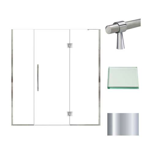 Samuel Müeller SMEHTF72307610C-BK-PC Ethan 72-in W x 76-in H Hinged Shower Door in Polished Chrome with Clear Glass