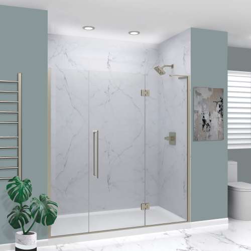 SMEHTF725247610C-T-BS Ethan 72.5-in W x 76-in H Hinged Shower Door in Brushed Stainless with Clear Glass