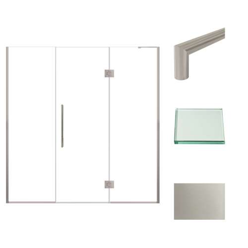 Samuel Müeller SMEHTF73257610C-T-BS Ethan 73-in W x 76-in H Hinged Shower Door in Brushed Stainless with Clear Glass