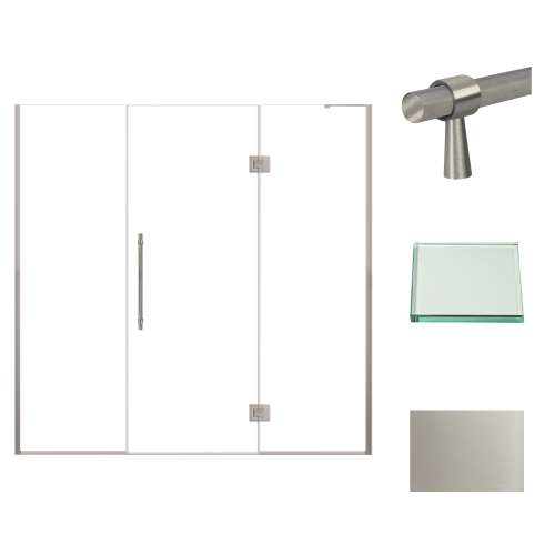 Samuel Müeller SMEHTF75277610C-BK-BS Ethan 75-in W x 76-in H Hinged Shower Door in Brushed Stainless with Clear Glass