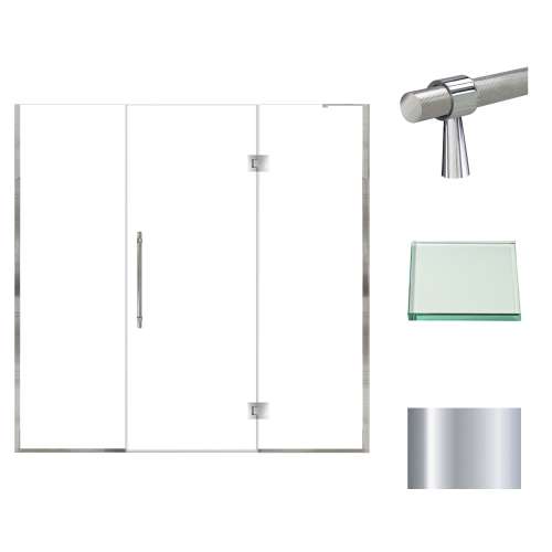 Samuel Müeller SMEHTF75277610C-BK-PC Ethan 75-in W x 76-in H Hinged Shower Door in Polished Chrome with Clear Glass