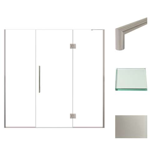 Samuel Müeller SMEHTF75277610C-T-BS Ethan 75-in W x 76-in H Hinged Shower Door in Brushed Stainless with Clear Glass