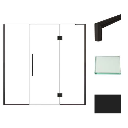 Samuel Müeller SMEHTF75277610C-T-MB Ethan 75-in W x 76-in H Hinged Shower Door in Matte Black with Clear Glass