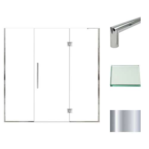 Samuel Müeller SMEHTF75277610C-T-PC Ethan 75-in W x 76-in H Hinged Shower Door in Polished Chrome with Clear Glass