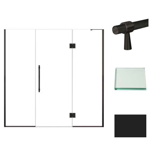 Samuel Müeller SMEHTF755277610C-BK-MB Ethan 75.5-in W x 76-in H Hinged Shower Door in Matte Black with Clear Glass