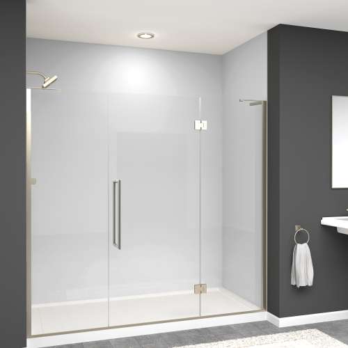 Samuel Müeller SMEHTF765287610C-T-BS Ethan 76.5-in W x 76-in H Hinged Shower Door in Brushed Stainless with Clear Glass