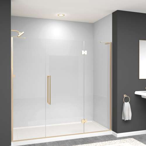 SMEHTF77297610C-T-CB Ethan 77-in W x 76-in H Hinged Shower Door in Champagne Bronze with Clear Glass