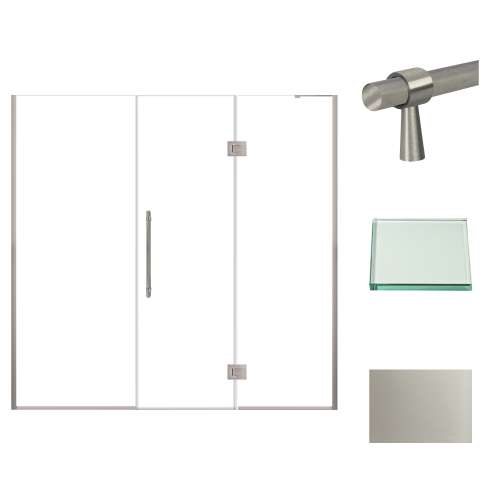 Samuel Müeller SMEHTF78247610C-BK-BS Ethan 78-in W x 76-in H Hinged Shower Door in Brushed Stainless with Clear Glass