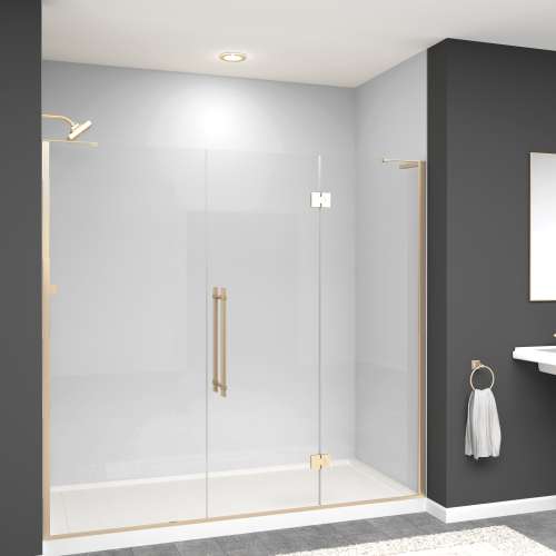 SMEHTF78247610C-BK-CB Ethan 78-in W x 76-in H Hinged Shower Door in Champagne Bronze with Clear Glass