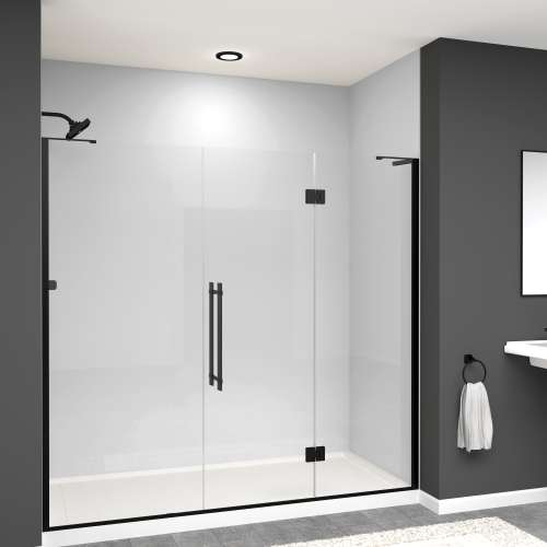 Samuel Müeller SMEHTF78247610C-BK-MB Ethan 78-in W x 76-in H Hinged Shower Door in Matte Black with Clear Glass
