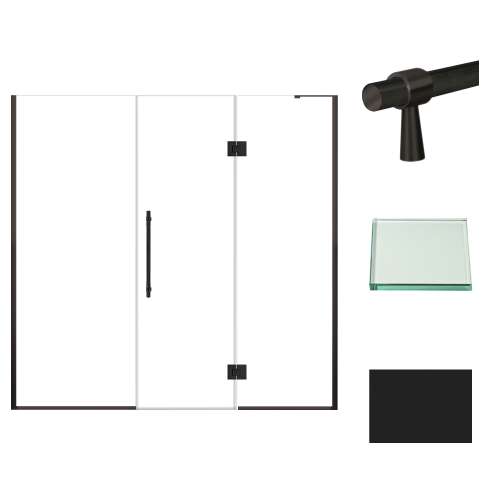 Samuel Müeller SMEHTF78247610C-BK-MB Ethan 78-in W x 76-in H Hinged Shower Door in Matte Black with Clear Glass