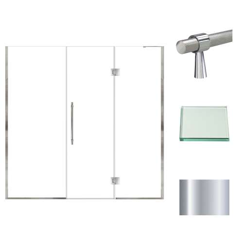 Samuel Müeller SMEHTF78247610C-BK-PC Ethan 78-in W x 76-in H Hinged Shower Door in Polished Chrome with Clear Glass