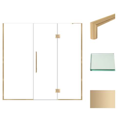 Samuel Müeller SMEHTF78247610C-T-CB Ethan 78-in W x 76-in H Hinged Shower Door in Champagne Bronze with Clear Glass