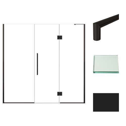 Samuel Müeller SMEHTF78247610C-T-MB Ethan 78-in W x 76-in H Hinged Shower Door in Matte Black with Clear Glass